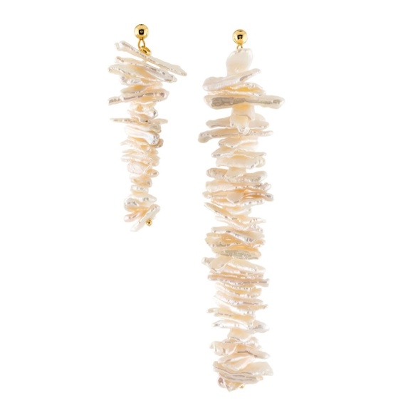 Cult Gaia Aliza Baroque Cultured Freshwater Pearl Asymmetric Drop Earrin… - Picture 9 of 16